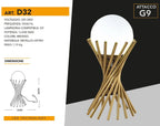 Lampada da Tavolo Tubolare in Bronzo con Sfera in Vetro - immagine 6