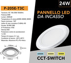 Pannello LED Slim Rotondo in Vetro 24W 2400 Lumen - CCT - immagine 4