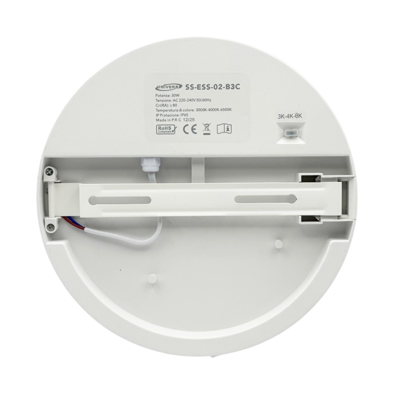 Plafoniera SMD LED Circolare con Sensore UNIVERSO SS-ESS-02B3C 30W | Switch CCT 3000K-4000K-6500K IP65