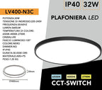 Plafoniera Ultra Slim Rotonda Nera UNIVERSO LV-400-N3C 32W - immagine 6