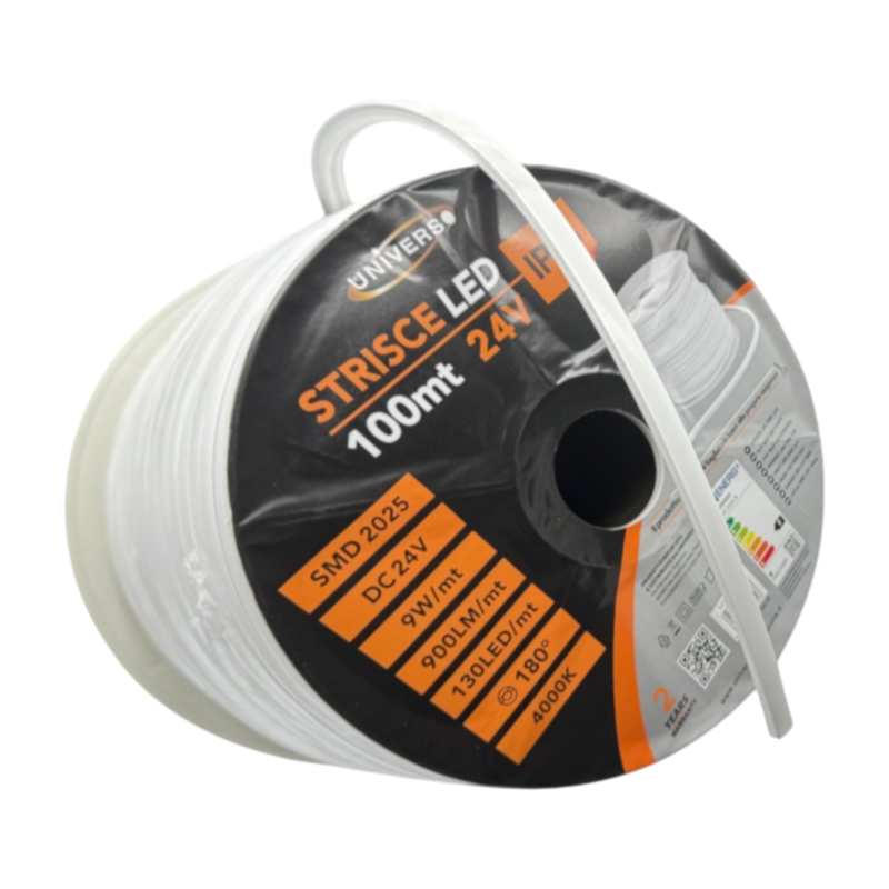 Striscia LED Flessibile UNIVERSO 100m | DC 24V 9W/m IP65 per Esterno Tagliabile