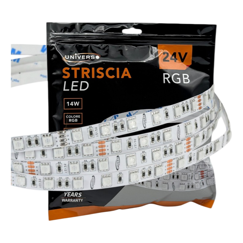 Striscia LED Flessibile RGB UNIVERSO 10M-24V-RGB | 140W SMD 60 LED/m DC 24V IP20 10m