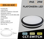 Plafoniera Circolare SMD LED Esterno UNIVERSO ESS-02-N3C 29W - immagine 7