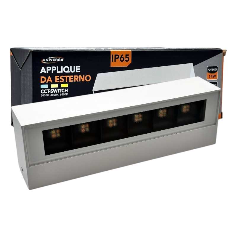 Lampada Applique LED da Muro Universo 176-B3C 14W – Wall Light IP65, Colore Luce Selezionabile CCT 3in1