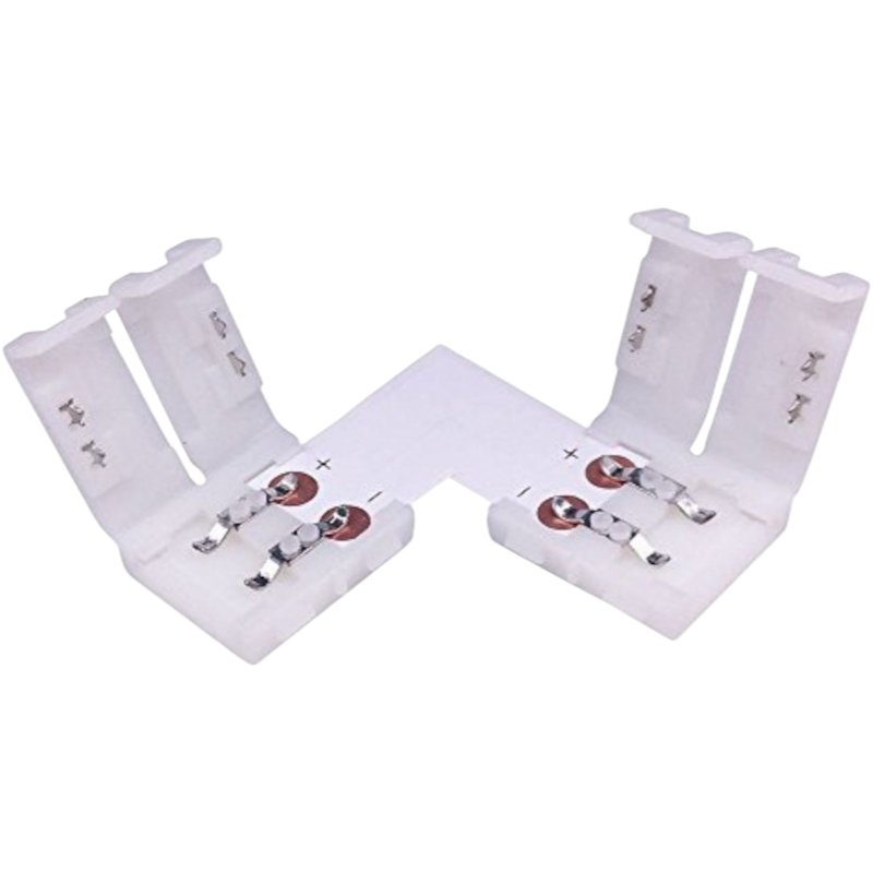 Connettore Angolare per Strip LED Monocolore 2 Pin 10mm | Spinotto 12V/24V SMD | Confezione 5 Pezzi