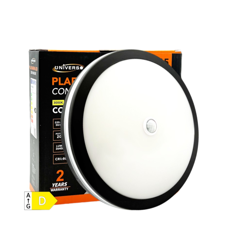 Plafoniera SMD LED Circolare con Sensore UNIVERSO SS-ESS-03N3C 20W | Switch CCT 3000K-4000K-6500K IP65