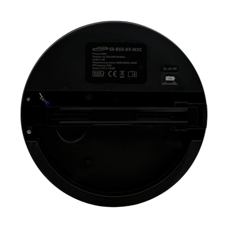 Plafoniera SMD LED Circolare con Sensore UNIVERSO SS-ESS-03N3C 20W | Switch CCT 3000K-4000K-6500K IP65