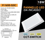 Pannello LED Slim Quadrato in Vetro 18W 1800 Lumen - CCT - immagine 4