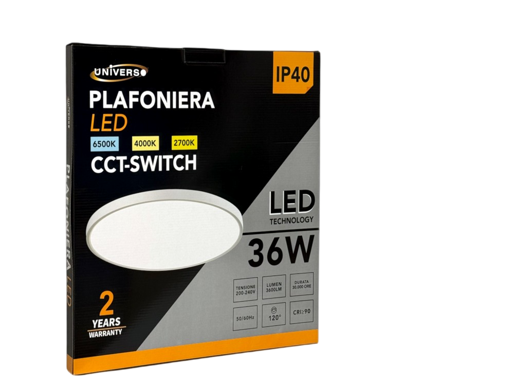 Plafoniera Ultra Slim SMD LED Rotonda UNIVERSO LV-480-B3C 36W Ø48cm | CCT 3in1 IP40 Bianco