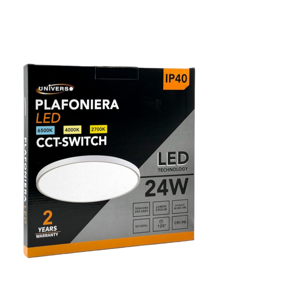 Plafoniera Ultra Slim SMD LED Rotonda UNIVERSO LV-300-B3C 24W Ø30cm | CCT 3in1 IP40 Bianco