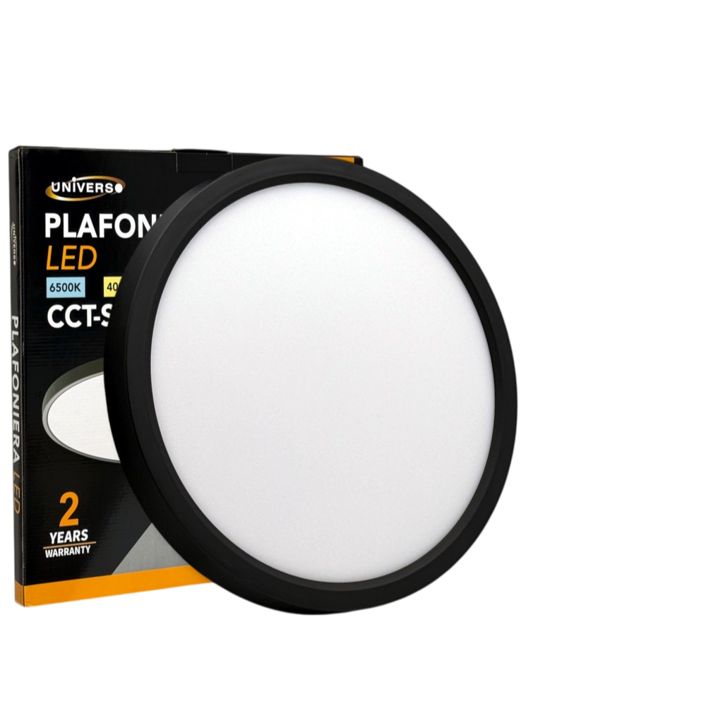 Plafoniera Ultra Slim SMD LED Rotonda UNIVERSO LV-600-N3C 45W Ø60cm | CCT 3in1 IP40 Nero