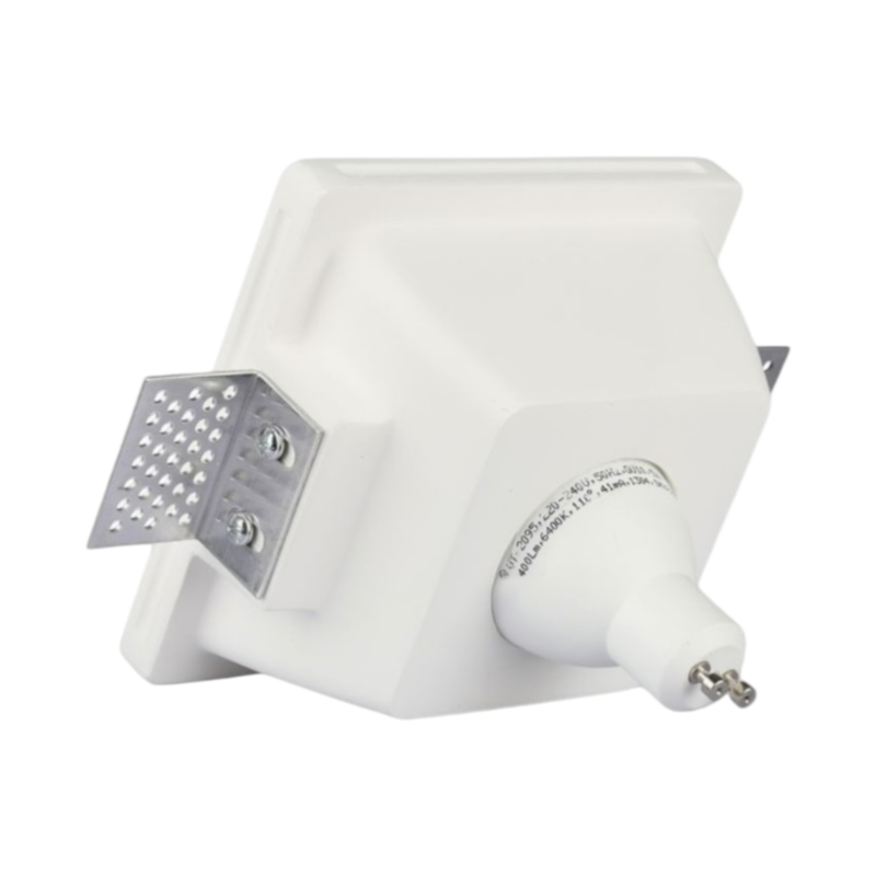 Portafaretto Quadrato da Incasso in Gesso KOSOOM C1245FB | Copertura in Vetro Opaca Verniciabile per Lampadine GU10/MR16