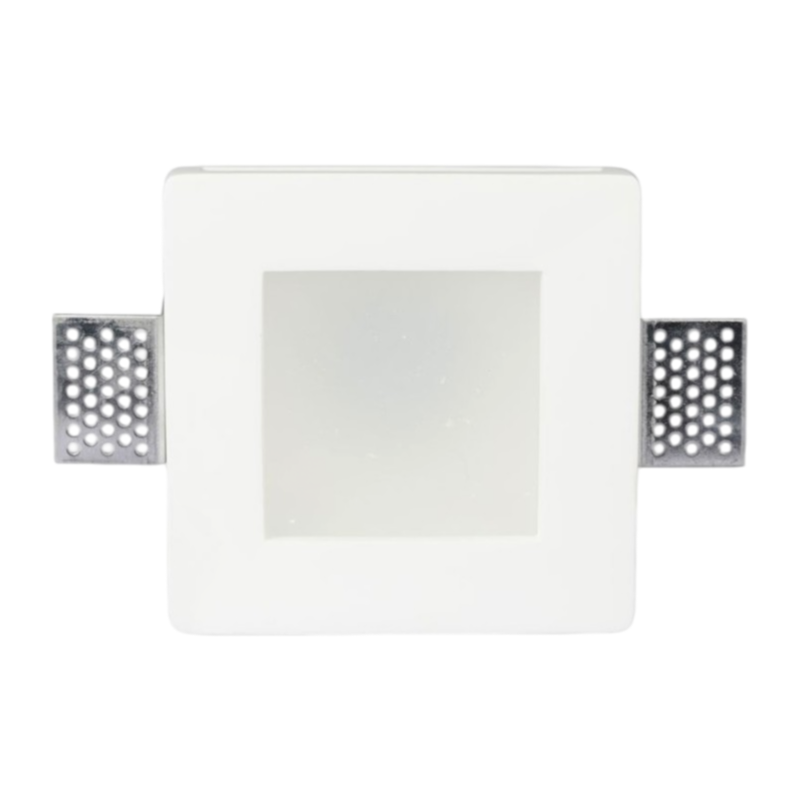 Portafaretto Quadrato da Incasso in Gesso KOSOOM C1245FB | Copertura in Vetro Opaca Verniciabile per Lampadine GU10/MR16