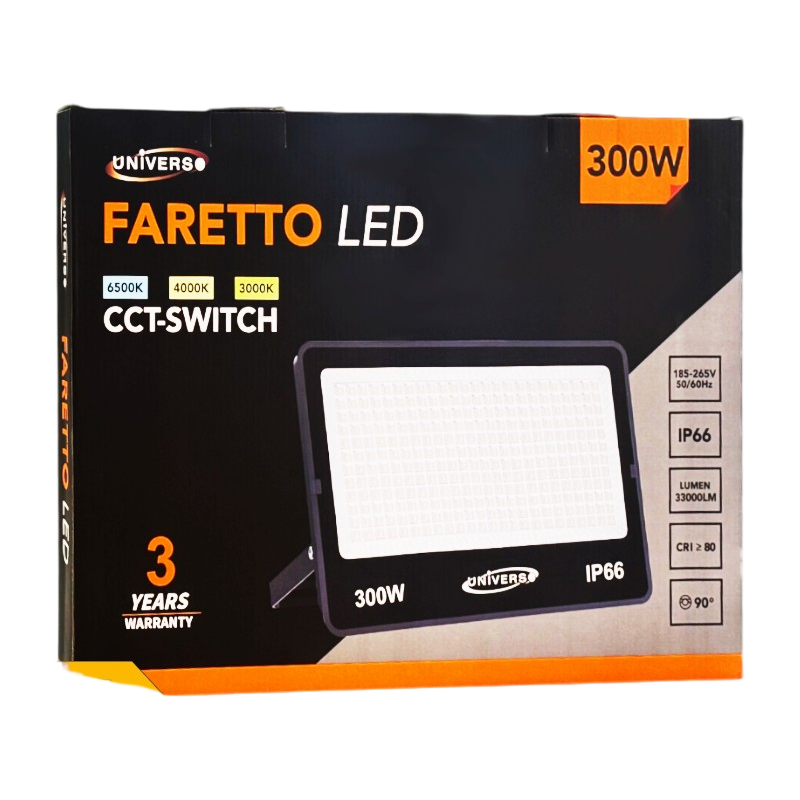Proiettore LED Ultra Slim SMD UNIVERSO FT02-300N3C 300W | CCT Selezionabile IP66