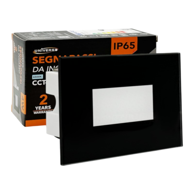 Segnapasso LED Rettangolare in Vetro UNIVERSO ES37-N3C 4W | CCT Switch IP65