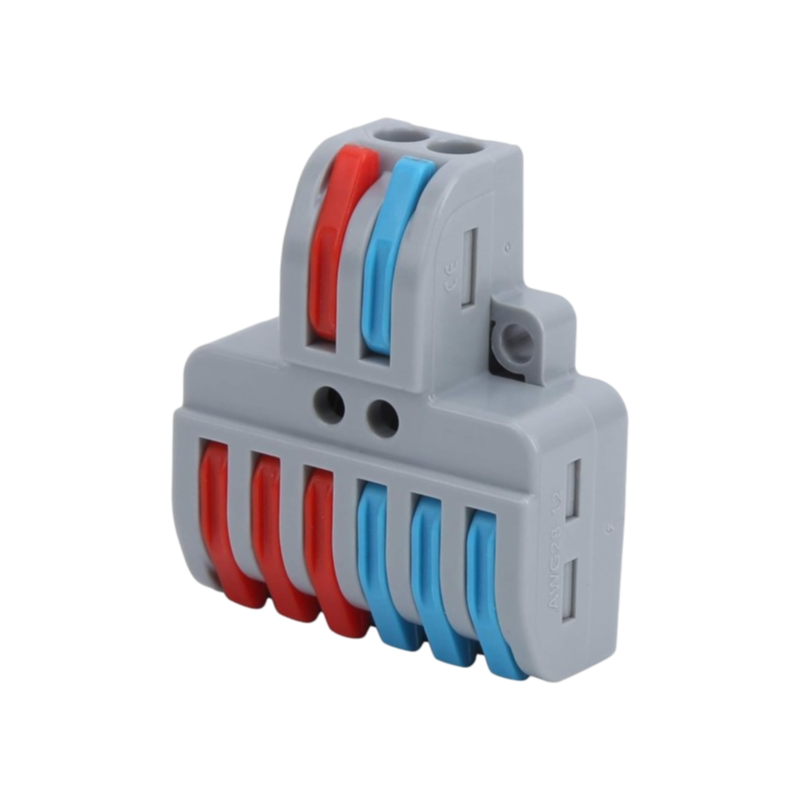 Morsetto Connettore Universale Multipolo UNIVERSO | Connessione Rapida Senza Viti 2 Ingressi / 6 Uscite | Confezione 5 Pezzi