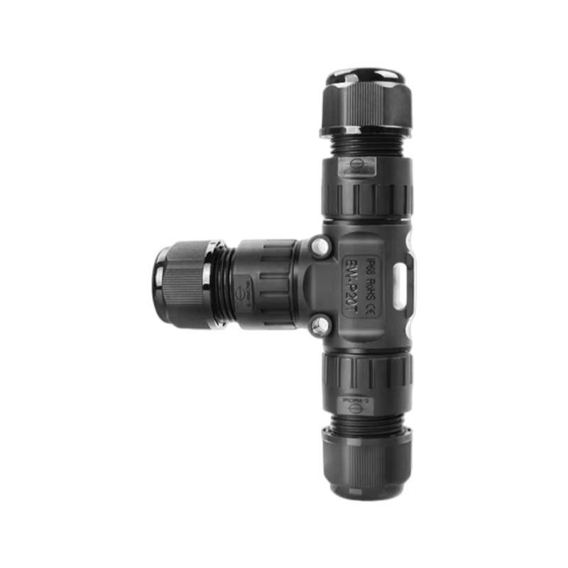Giunzione Stagna Impermeabile a T UNIVERSO EW-P20-T | IP68 con 3 Terminali