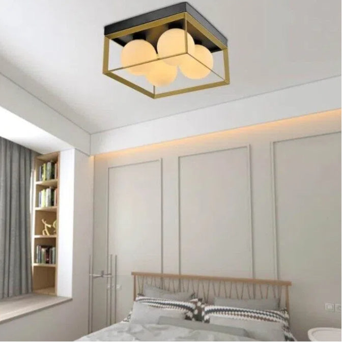 Plafoniera Lampadario Minimalista 4 Sfere in Vetro | Attacco G9