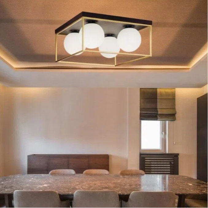Plafoniera Lampadario Minimalista 4 Sfere in Vetro | Attacco G9