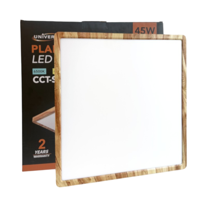 Plafoniera Ultra Slim Quadrata Legno UNIVERSO PQ-450-L3C 45W | CCT 3in1 IP40