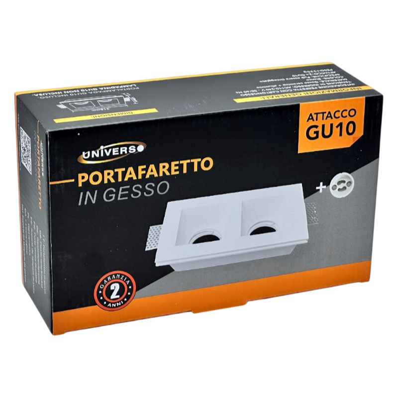 Portafaretto Doppio in Gesso Rettangolare UNIVERSO GS-24 | Incasso per Lampadine GU10 e GU5.3