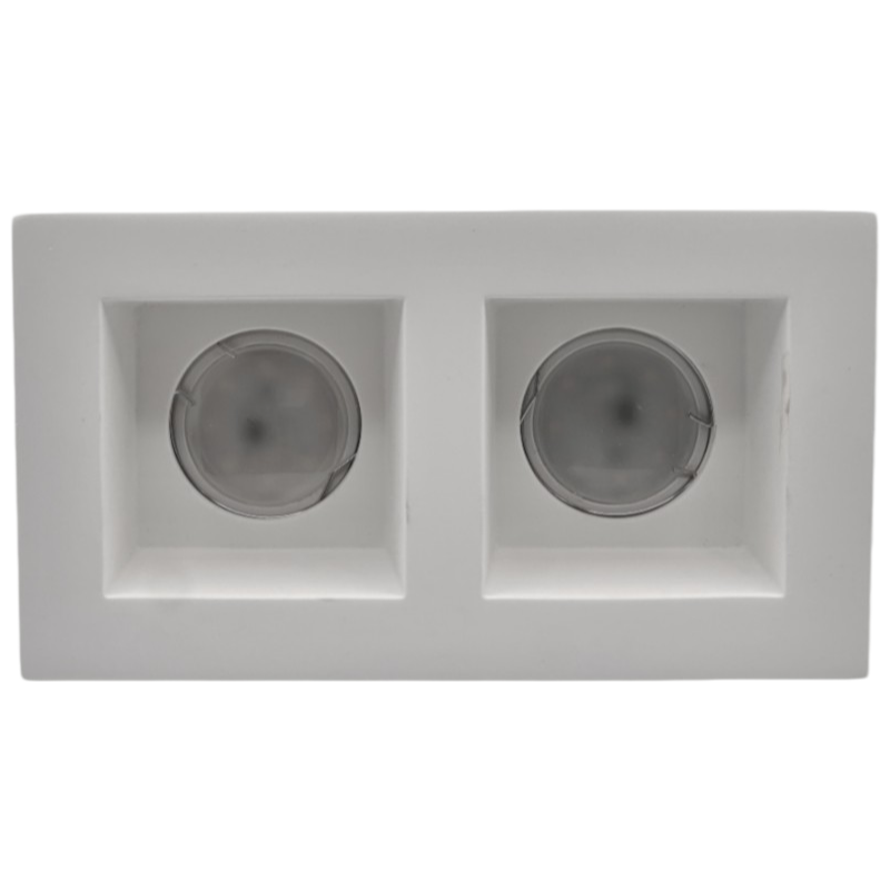 Portafaretto Doppio in Gesso Rettangolare UNIVERSO GS-24 | Incasso per Lampadine GU10 e GU5.3