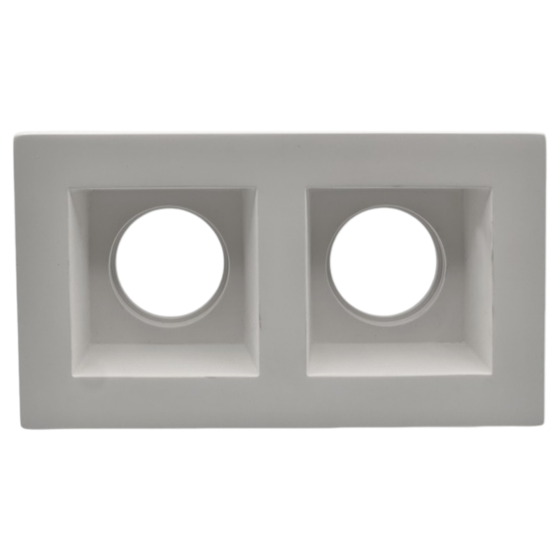 Portafaretto Doppio in Gesso Rettangolare UNIVERSO GS-24 | Incasso per Lampadine GU10 e GU5.3