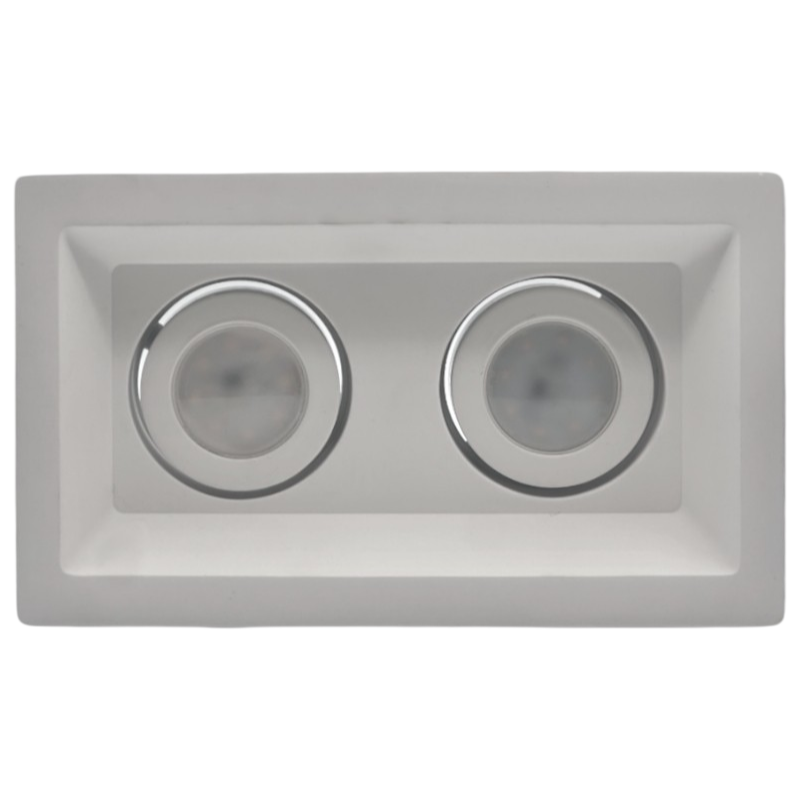 Portafaretto Doppio Orientabile in Gesso Rettangolare UNIVERSO GS-21 | Incasso per Lampadine GU10 e GU5.3