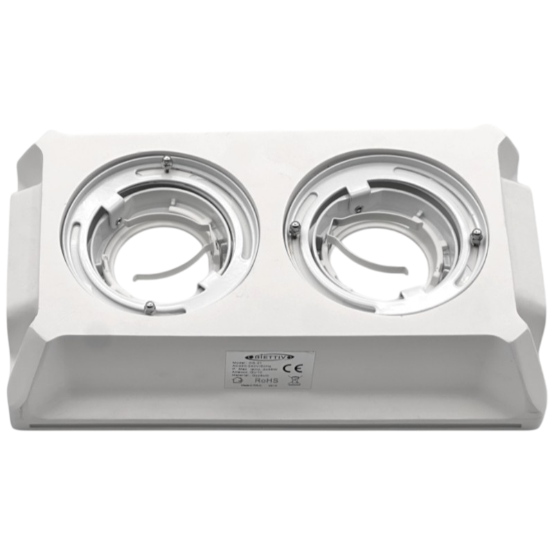 Portafaretto Doppio Orientabile in Gesso Rettangolare UNIVERSO GS-21 | Incasso per Lampadine GU10 e GU5.3