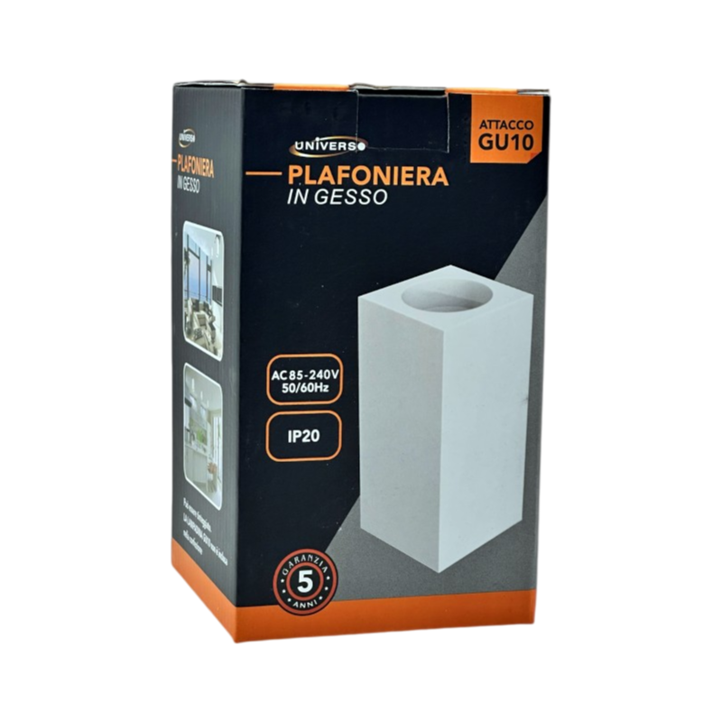Portafaretto Quadrato in Gesso Verniciabile UNIVERSO GS-C110-Q | Montaggio Superficiale per GU10/GU5.3