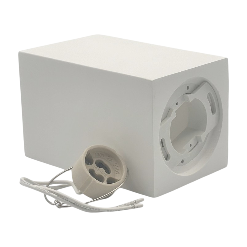 Portafaretto Quadrato in Gesso Verniciabile UNIVERSO GS-C110-Q | Montaggio Superficiale per GU10/GU5.3