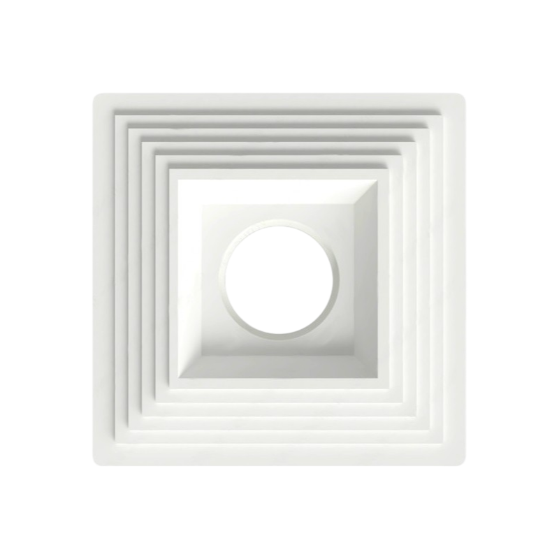 Portafaretto Quadrato da Incasso in Gesso con Alette a Molla | Per Lampadine GU10/MR16