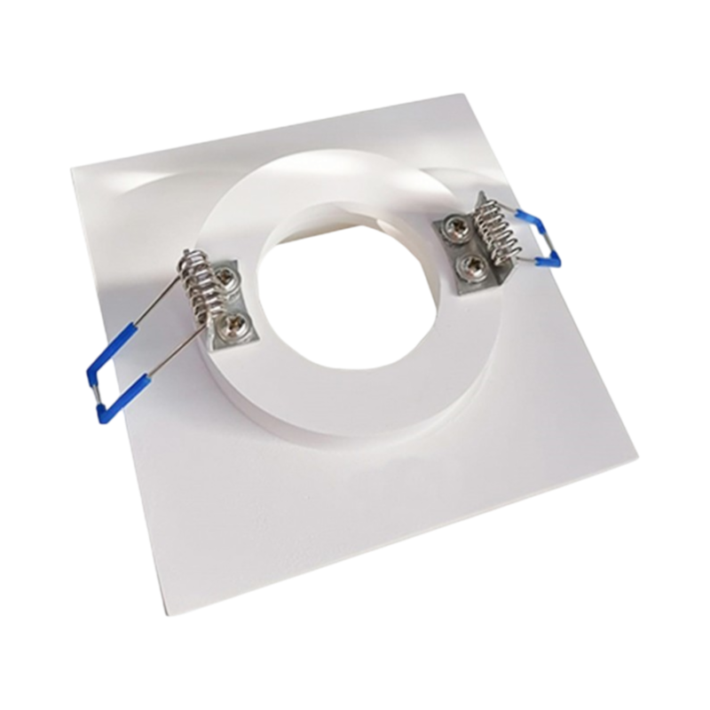 Portafaretto Quadrato da Incasso in Gesso con Alette a Molla | Per Lampadine GU10/MR16