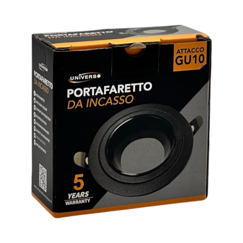 Portafaretto Circolare Orientabile da Incasso UNIVERSO P37-GU10-N1 | Metallo Nero per GU10/GU5.3