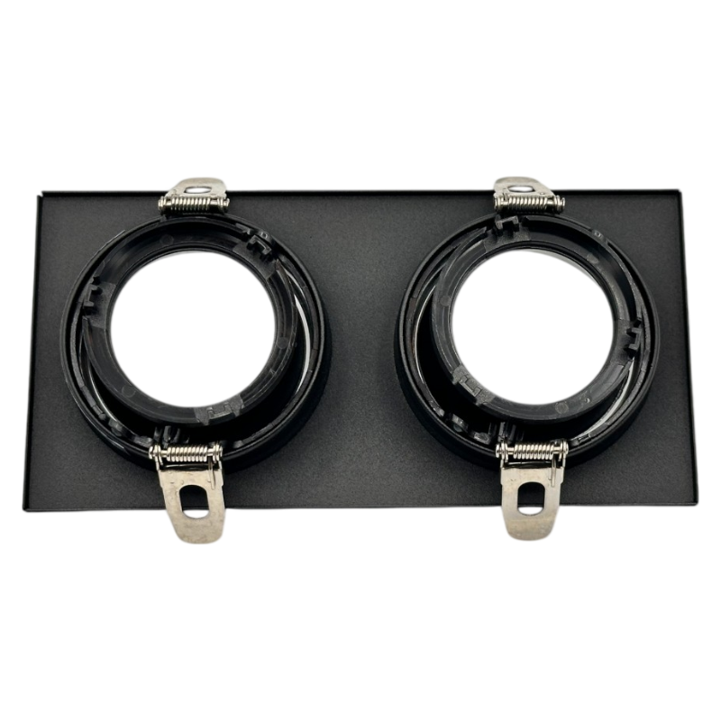 Portafaretto Doppio Rettangolare Orientabile da Incasso UNIVERSO P38-GU10-N2 | Metallo Nero per GU10/GU5.3