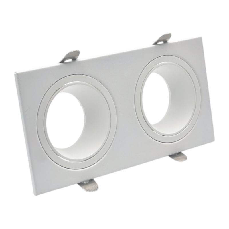 Portafaretto Doppio Rettangolare Orientabile da Incasso UNIVERSO P38-GU10-B2 | Metallo Bianco per GU10/GU5.3