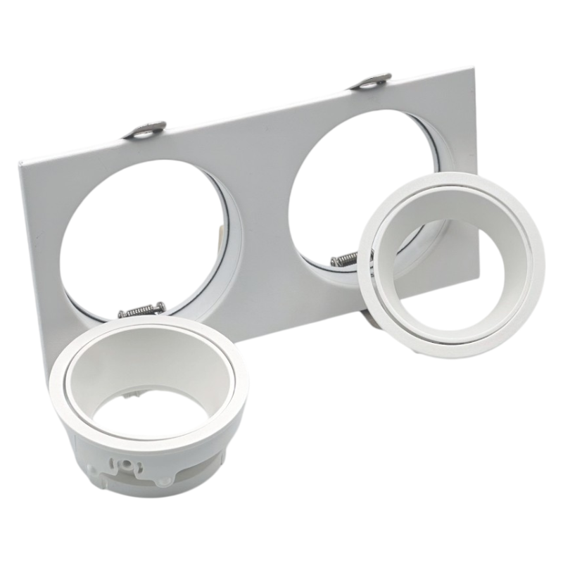 Portafaretto Doppio Rettangolare Orientabile da Incasso UNIVERSO P38-GU10-B2 | Metallo Bianco per GU10/GU5.3