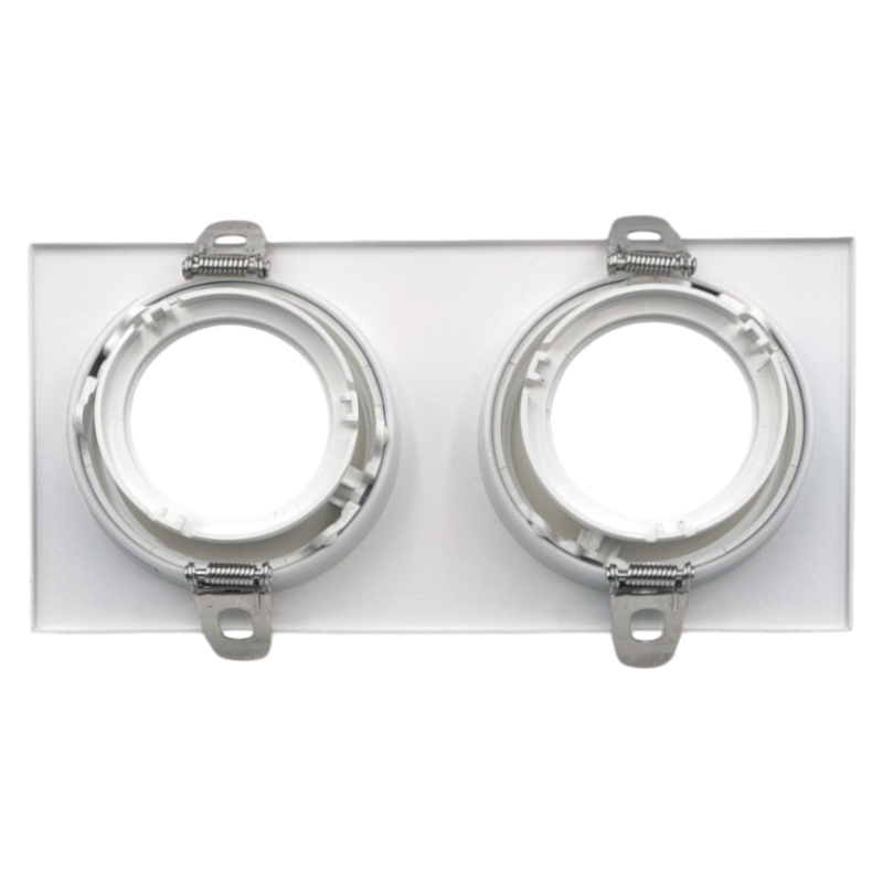 Portafaretto Doppio Rettangolare Orientabile da Incasso UNIVERSO P38-GU10-B2 | Metallo Bianco per GU10/GU5.3