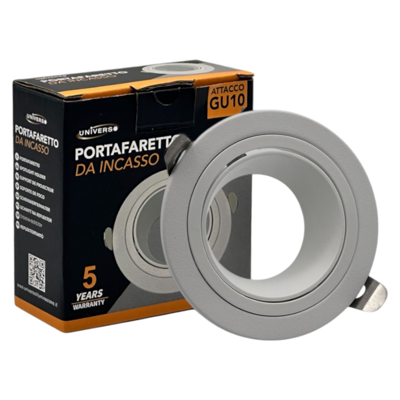Portafaretto Circolare Orientabile da Incasso UNIVERSO P37-GU10-B1 | Metallo Bianco per GU10/GU5.3