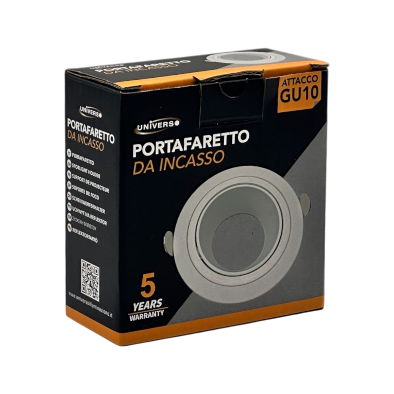 Portafaretto Circolare Orientabile da Incasso UNIVERSO P37-GU10-B1 | Metallo Bianco per GU10/GU5.3