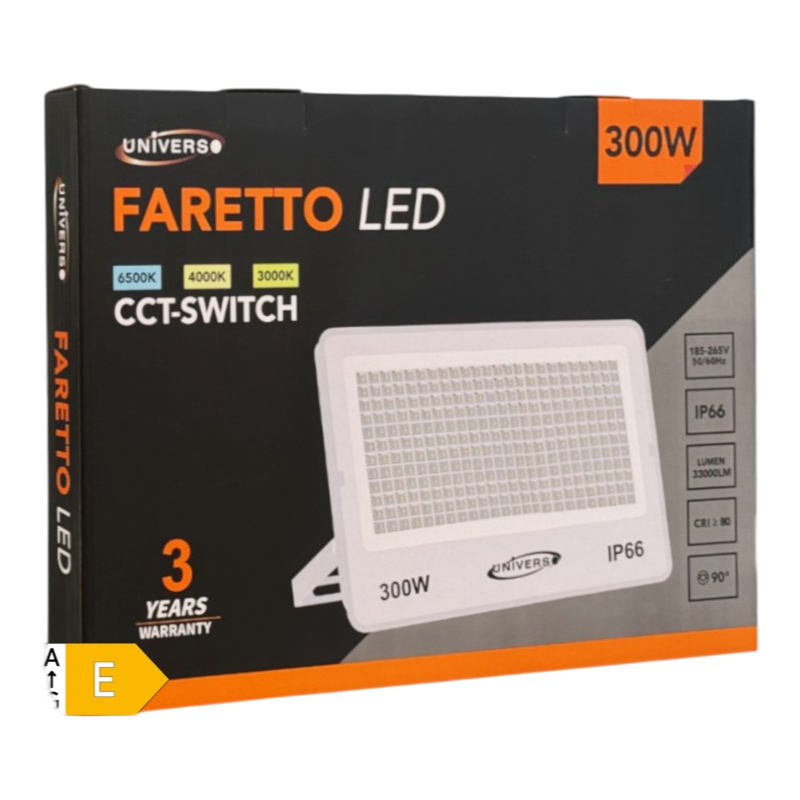 Proiettore LED Ultra Slim SMD UNIVERSO FT02-300B3C 300W | CCT Selezionabile IP66
