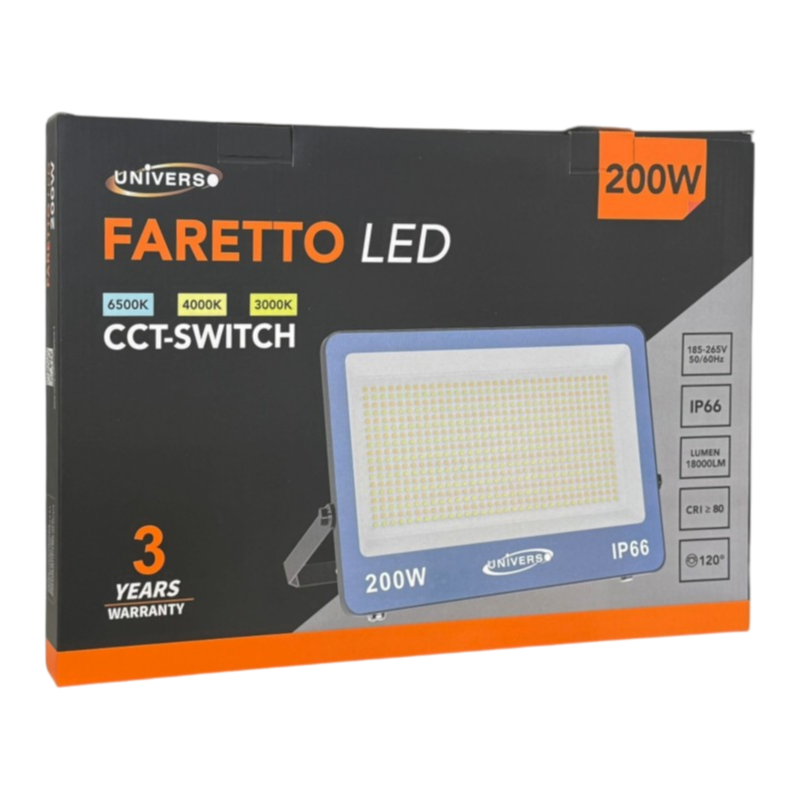 Proiettore LED Ultra Slim SMD UNIVERSO FT01-200G3C 200W | CCT Selezionabile IP66