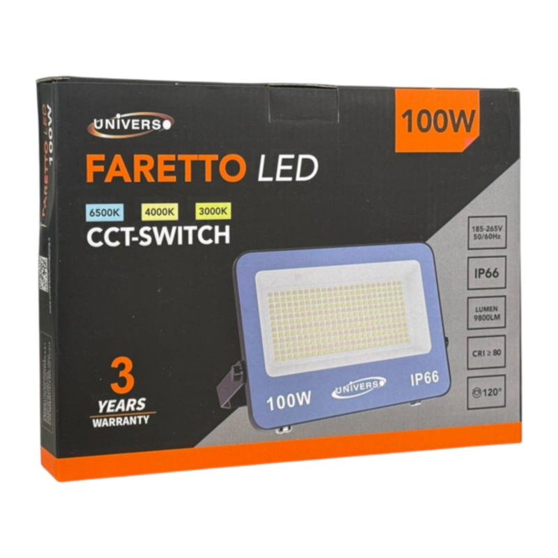 Proiettore LED Ultra Slim SMD UNIVERSO FT01-100G3C 100W | CCT Selezionabile IP66