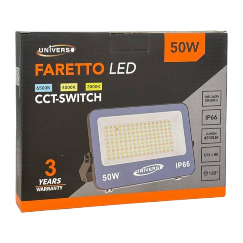 Proiettore LED Ultra Slim SMD UNIVERSO FT01-50G3C 50W | CCT Selezionabile IP66