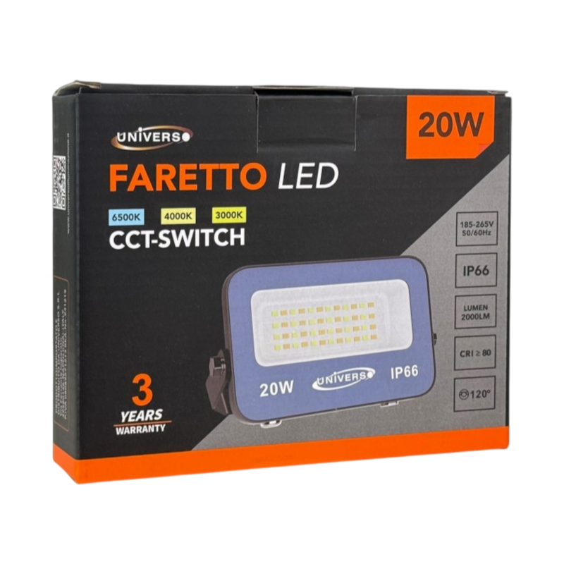 Proiettore LED Ultra Slim SMD UNIVERSO FT01-20G3C 20W | CCT Selezionabile IP66