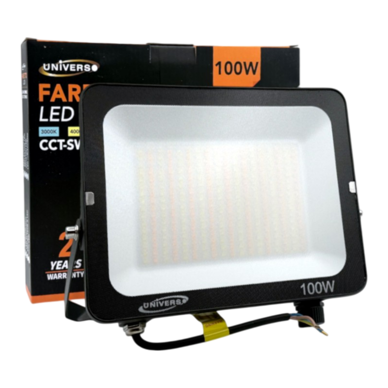 Proiettore SMD LED Slim UNIVERSO AC-100W-N3C 100W | CCT 3in1 Selezionabile IP65 Nero