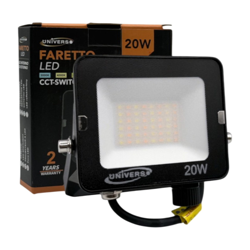 Proiettore SMD LED Slim UNIVERSO AC-20W-N3C 20W | CCT 3in1 Selezionabile IP65 Nero