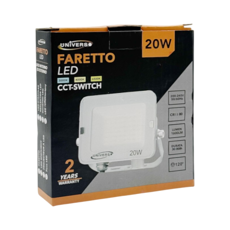 Proiettore SMD LED Slim UNIVERSO AC-20W-3C 20W | CCT 3in1 Selezionabile IP65 Bianco