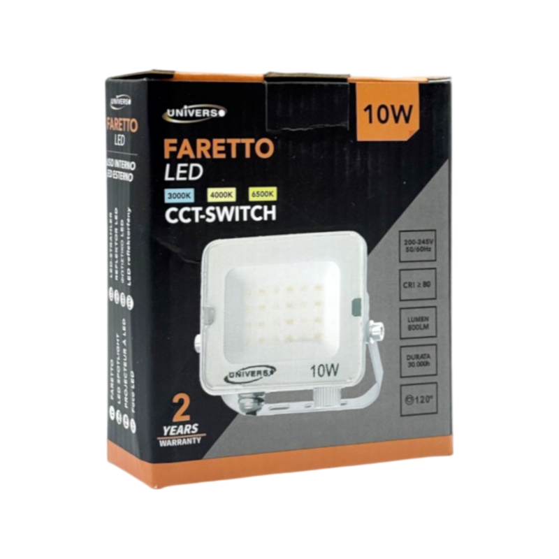 Proiettore SMD LED Slim UNIVERSO AC-10W-3C 10W | CCT 3in1 Selezionabile IP65 Bianco