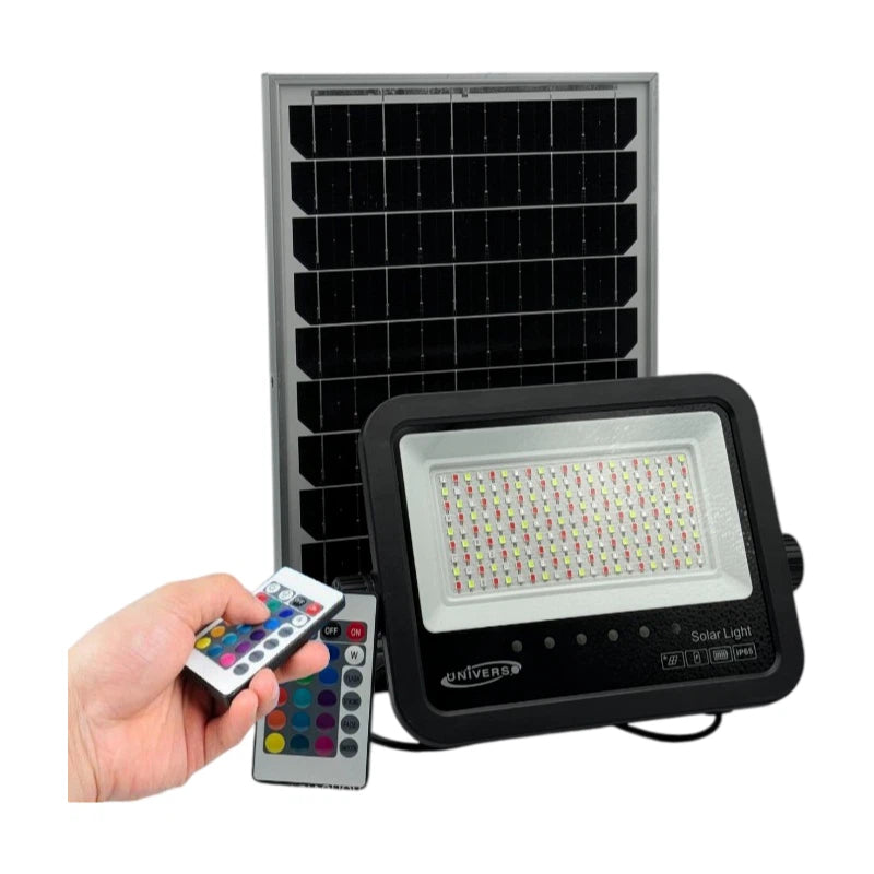 Proiettore LED RGB Multicolore UNIVERSO SL-RGB-80W | Pannello Solare e Telecomando IP65